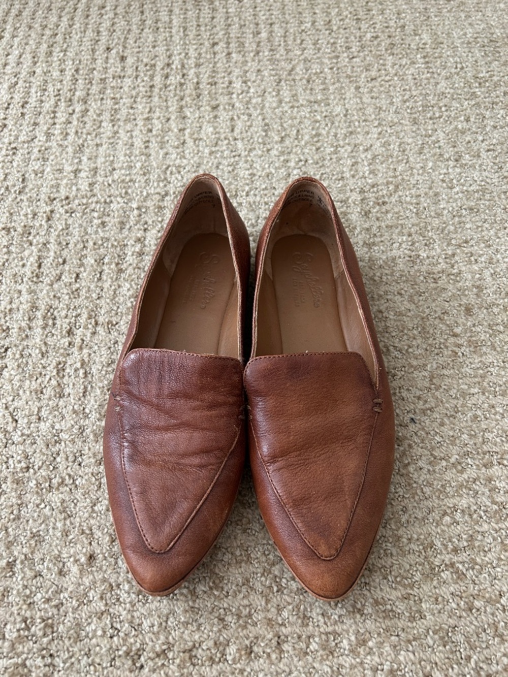 Seychelles Women's Pointed Leather Loafers in Brown